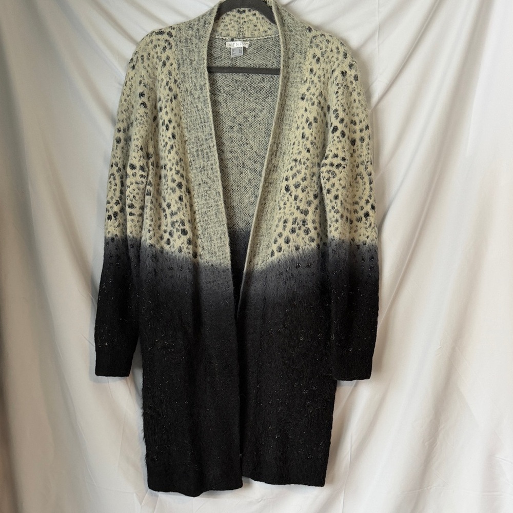 VENUS Leopard Ombre Cardigan in Black, Blue and Cream